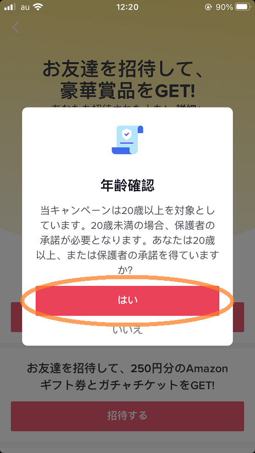 TikTok登録画面